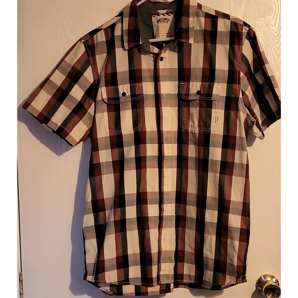Mens Vans M Button Up Shirt Checkered EUC Excellent